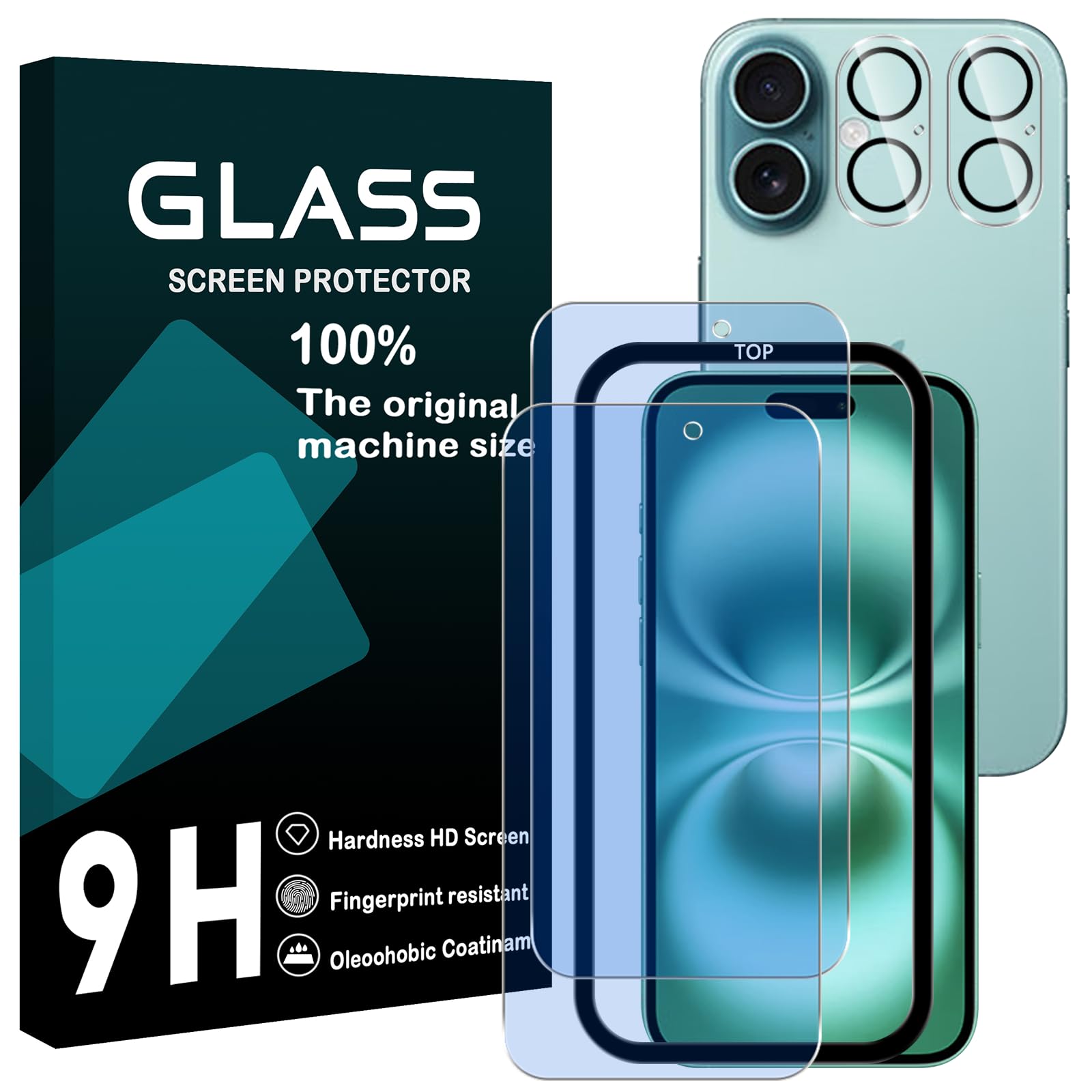 対応 iPhone 16 Plus フイルム ブルーライトカット ガイド枠付き 【2+2枚セッ- AGC旭硝子】 iPhone16plus ガラスフイルム + レンズフィルム アイホン16 plus 液晶保護フィルム アイフォン16plus 強化ガラス さらさら あいほん16プラス ガラス レンズ保護フィルム ケース 【 日本旭硝子素材採用 硬度9H 耐衝撃 飛散防止 超薄 厚さ0.26mm 気泡ゼロ 3D Touch対応 高感度 撥油性 指紋防止 超耐久 ラウンドエッジ加工 貼り付けやすいキット付き】 TZ-IP16P-LG221
