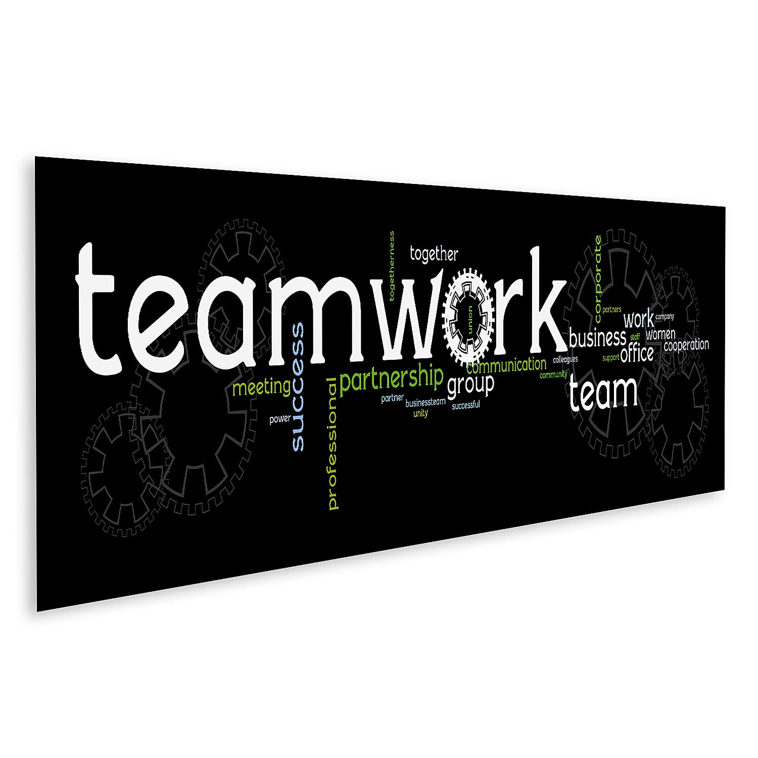 Cuadro sobre lienzo, pancarta de trabajo en equipo de negocios, 120 x 40 cm – Cuadro de pared póster impresión imágenes