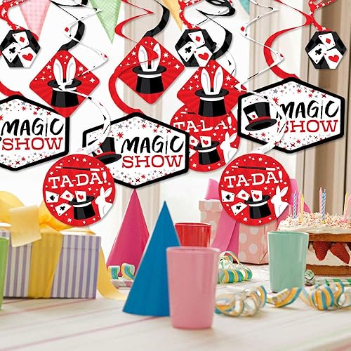 Miniatura 2 de Big Dot of Happiness Ta-Da, Magic Show - Decoración mágica para colgar en fiestas de cumpleaños, espirales de decoración de fiesta, juego de 40