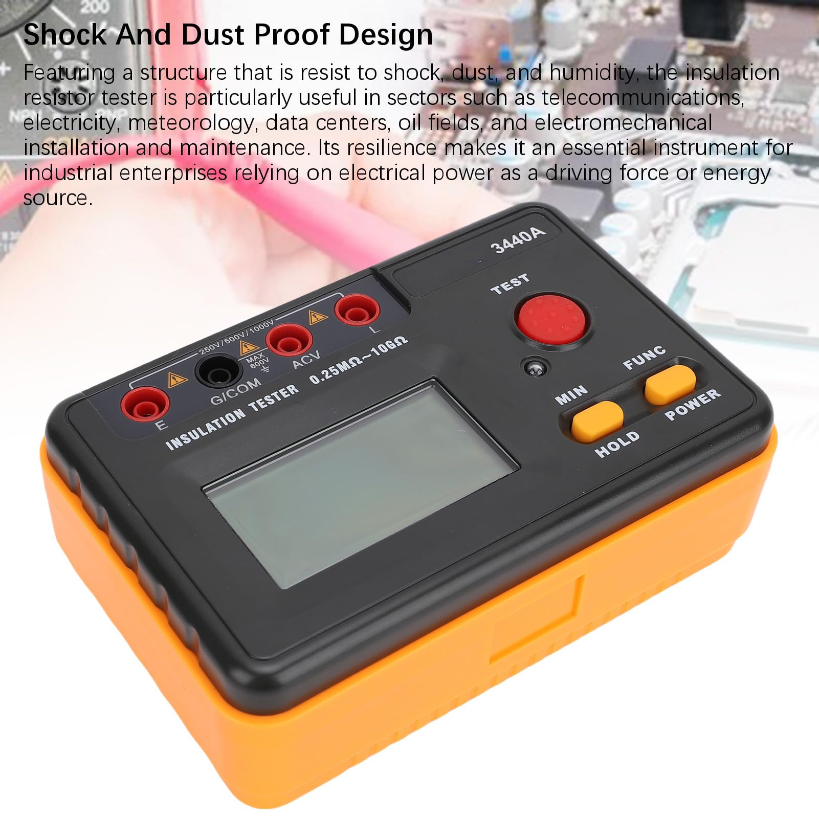 Kadimendium Probador de Resistencia de Aislamiento Medidor de Ohmios Digital Duradero para Medición de Energía Eléctrica 250 V 500 V 1000
