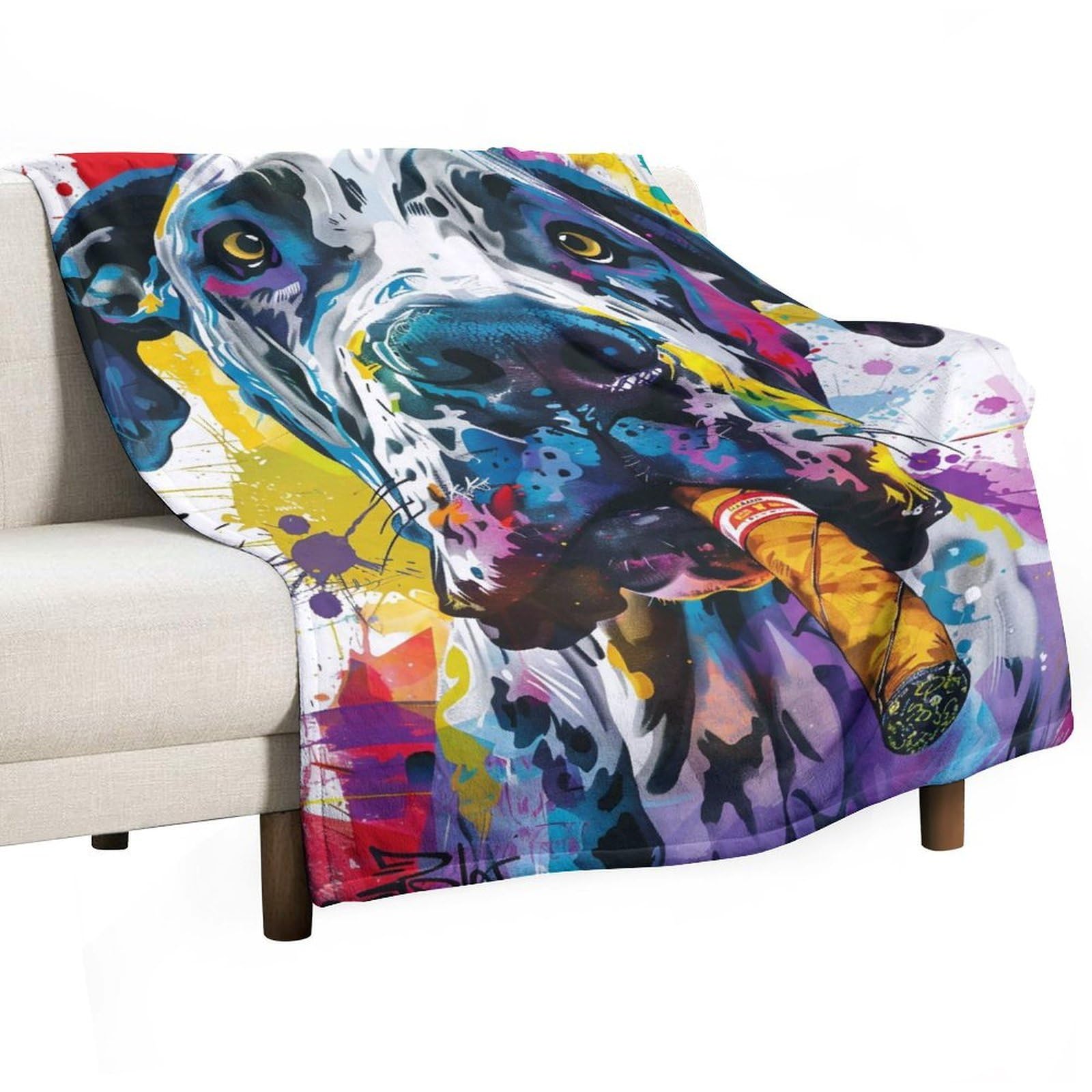 YHGSREUOH Pop-Cigar-Dane_02 Flannel Blankets Fleece Soft Throw Lightweight Plush Gifts for Couch, Bed, Cozy Sofa Plush, Chair, Lovers 130x175cm(50x70in)