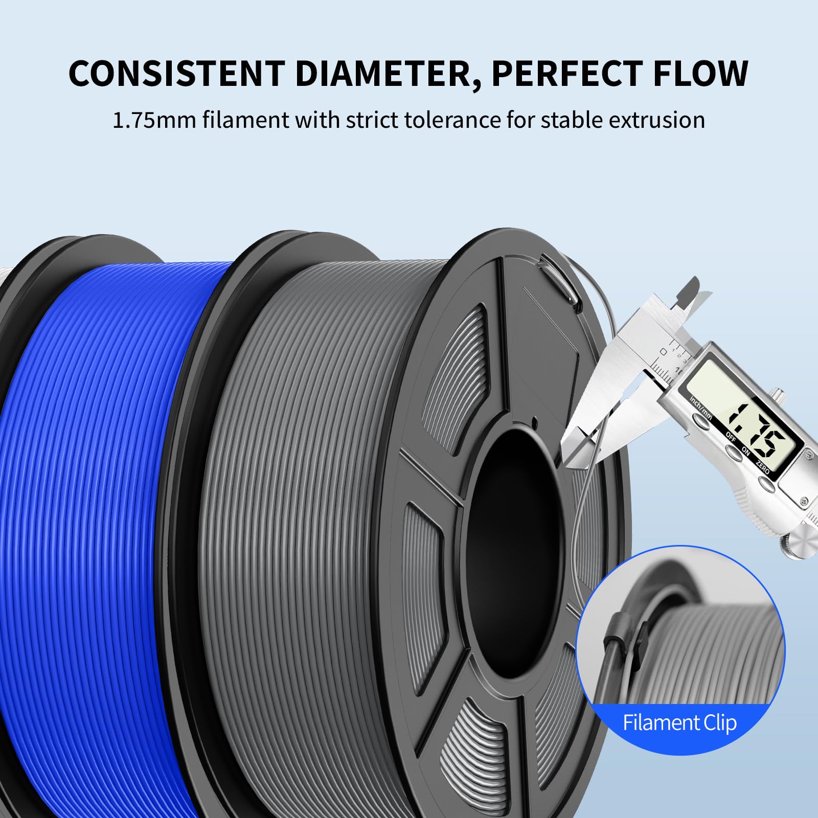 JAYO Filament PLA 1,75 mm, 4,4 kg, Zestaw filamentów PLA do drukarki 3D, 1,1 kg na szpulę, 4 szpule, wielokolorowy, do większości drukarek 3D FDM (czerwony, niebieski, żółty, pomarańczowy)