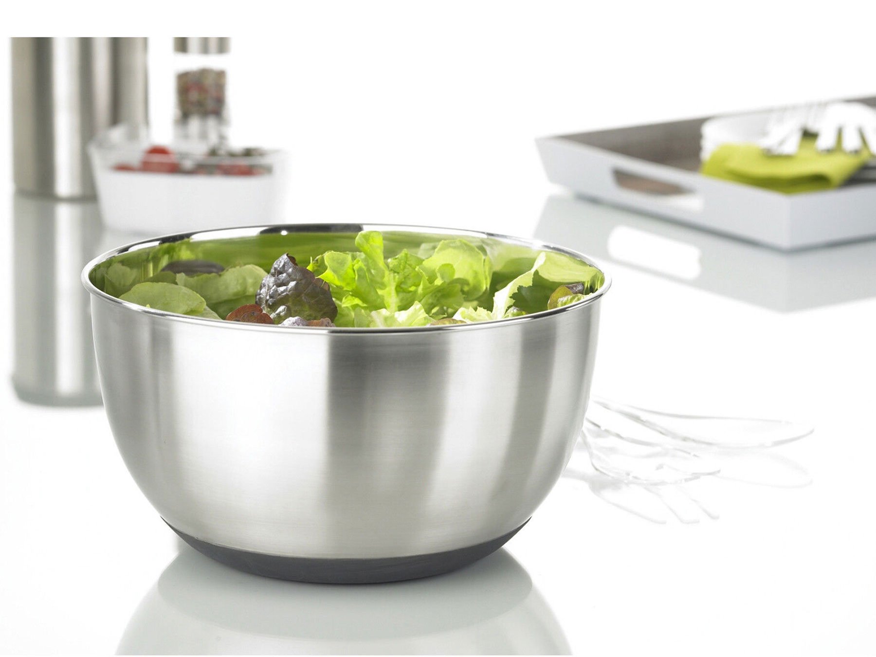 Emsa Turboline Essoreuse à salade 4,5 L, Bol en inox pour un service stylé, Fentes de drainage intégrées, Bouton turbo pour un essorage express, Base antiadhérente, Compatible lave-vaisselle 513441