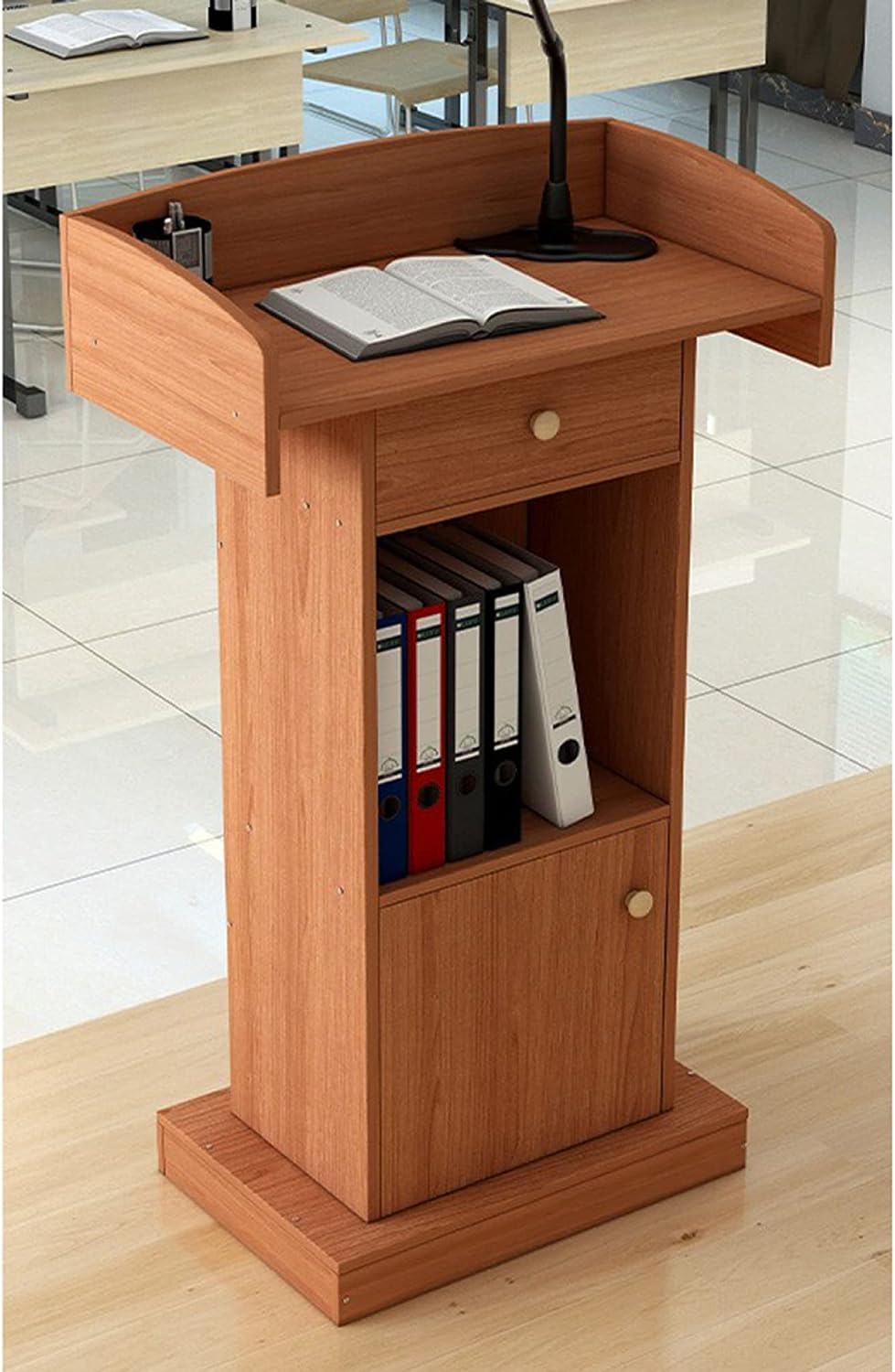 Genérico Atril de Madera Ajustable para conferencias y presentaciones - Atril Multifuncional para aulas, Eventos y Uso religioso - C-60X42X124Cm