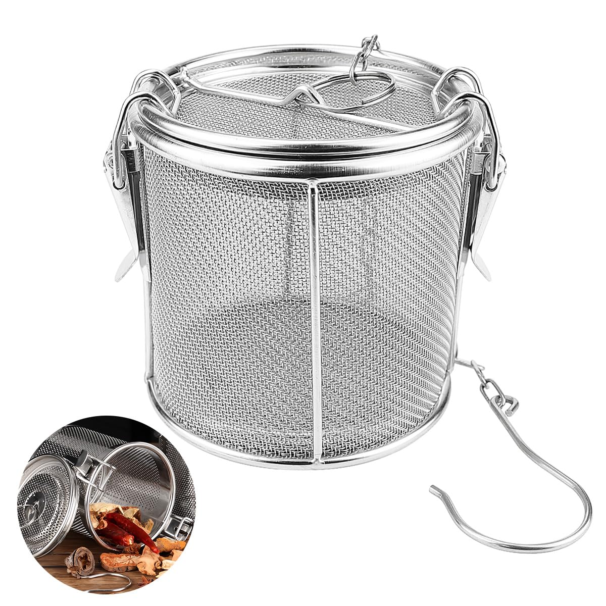Stainless Steel Mesh Filter, Tea Strainers, Soup Seasoning Separation Basket, Tea and Spice Ball for Cooking Soup (Large)
