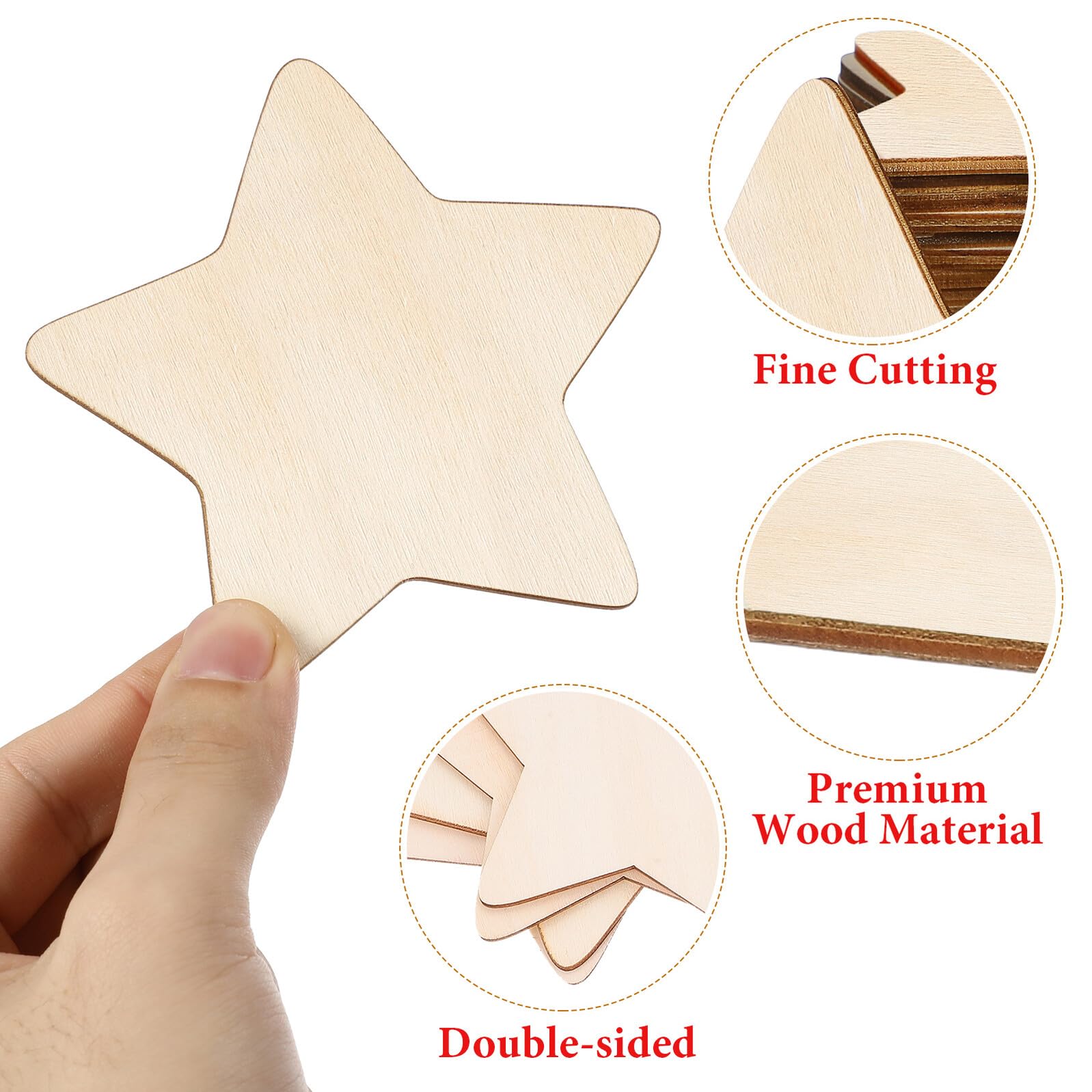 50pezzi Stella Legno Incisa Fette di Legno Forma Stella per Fai da Te Artigianato Ragazzo Ragazza Ragazza Trucioli Naturale senza Sbavature Liscia Superficie