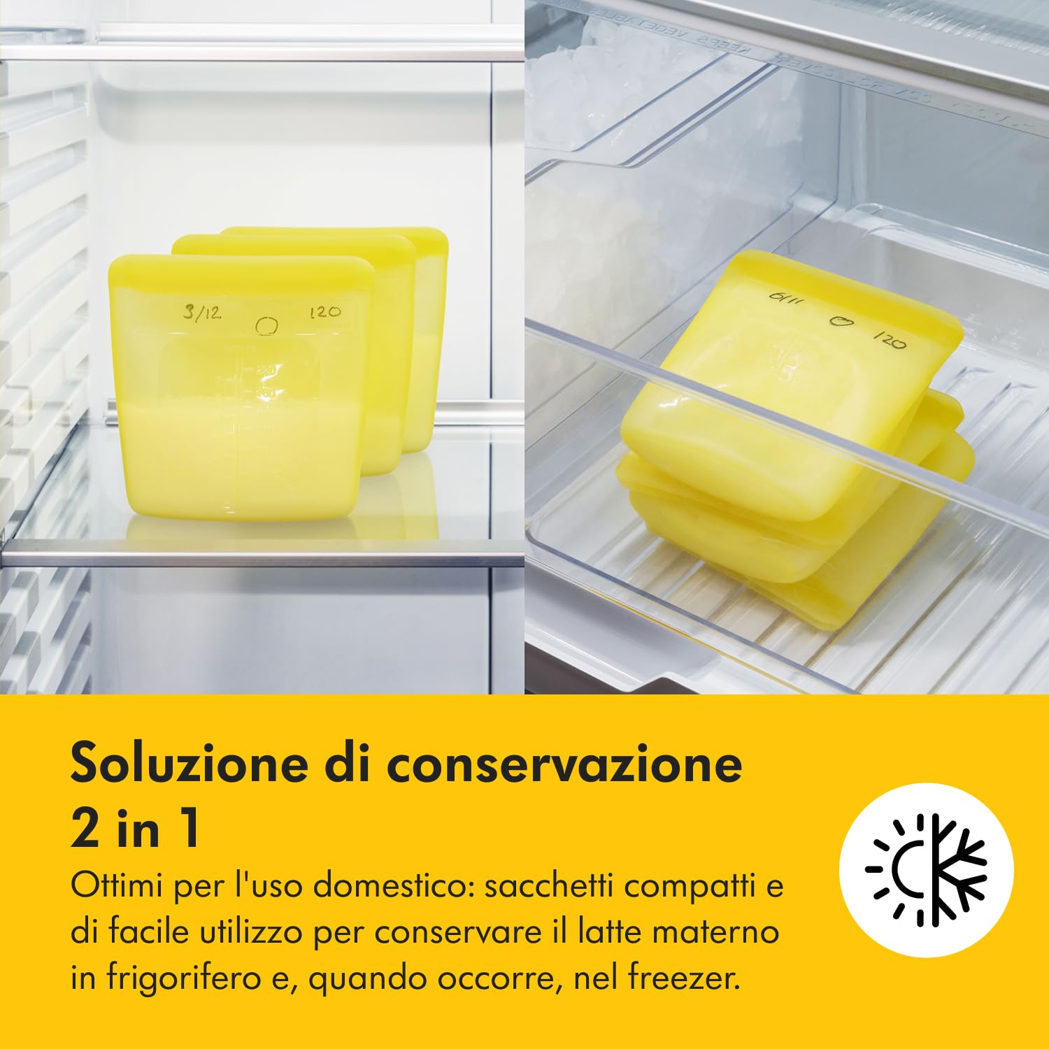 Medela Sacche per Latte Materno Riutilizzabili con Ampia Apertura e Design Monopezzo a Doppia Chiusura Ermetica, Conservabili in Frigo e Freezer, 220 ml, per 500 Utilizzi
