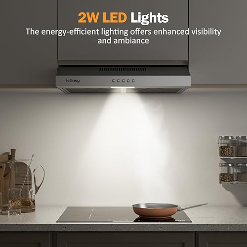 Miniatura 7 de Campana extractora IsEasy de 30 pulgadas, campana extractora debajo del gabinete, convertible con conductos/sin conductos, campana de ventilación de