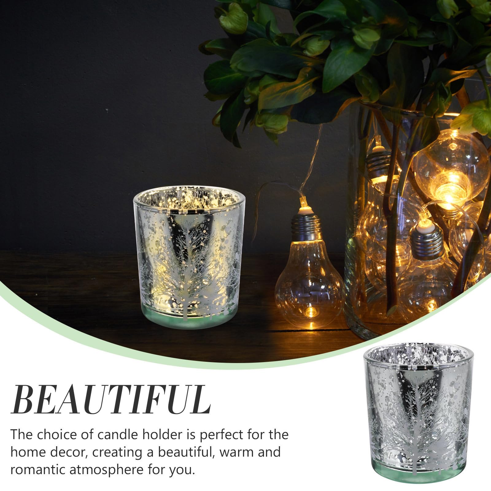 Toyvian 10 Unidades Portavelas de Cristal Navideño Diseño de Árbol de