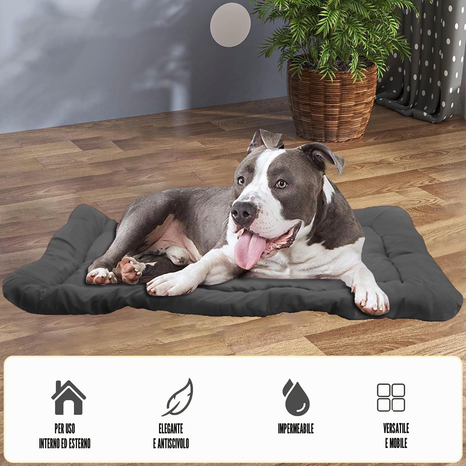Northogo Letto portatile per cani, impermeabile, pieghevole, per viaggi all'aperto, scatola per cani, 90 x 60 cm, grigio