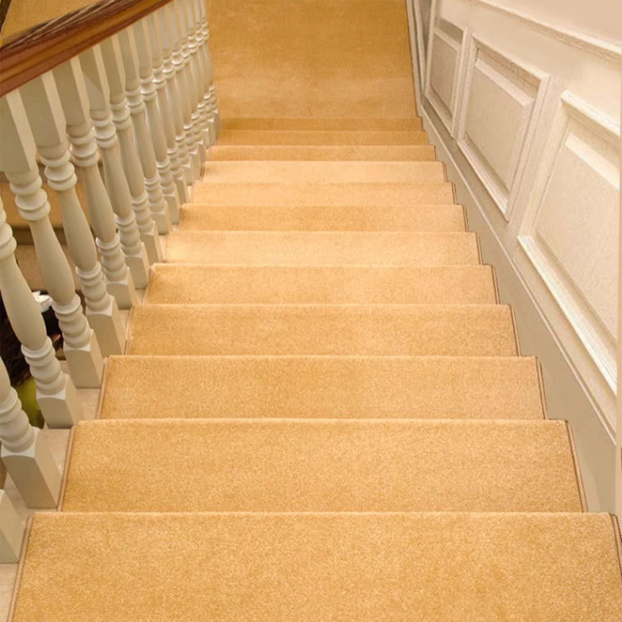 Rutschfeste Treppenmatte, selbstklebende Stufenmatten, abnehmbarer Treppenläufer, Teppich, Abdeckmatten für Kinder, ältere Menschen, Haustiere (75 x 26 cm, 7 Stück, Beige)