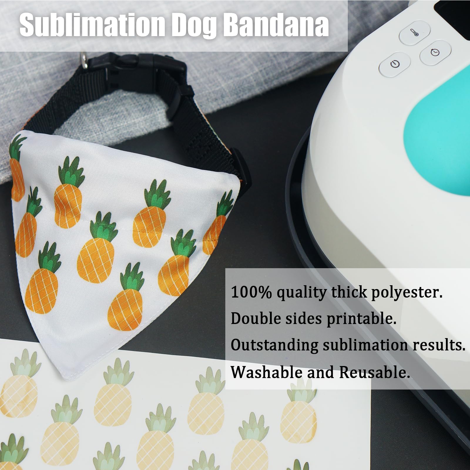 Confezione da 8 bandane spesse per cani a sublimazione vuote sopra il collare, collare per animali domestici, bandana bianca in poliestere fai da te per cani e gatti, extra piccole, piccole,