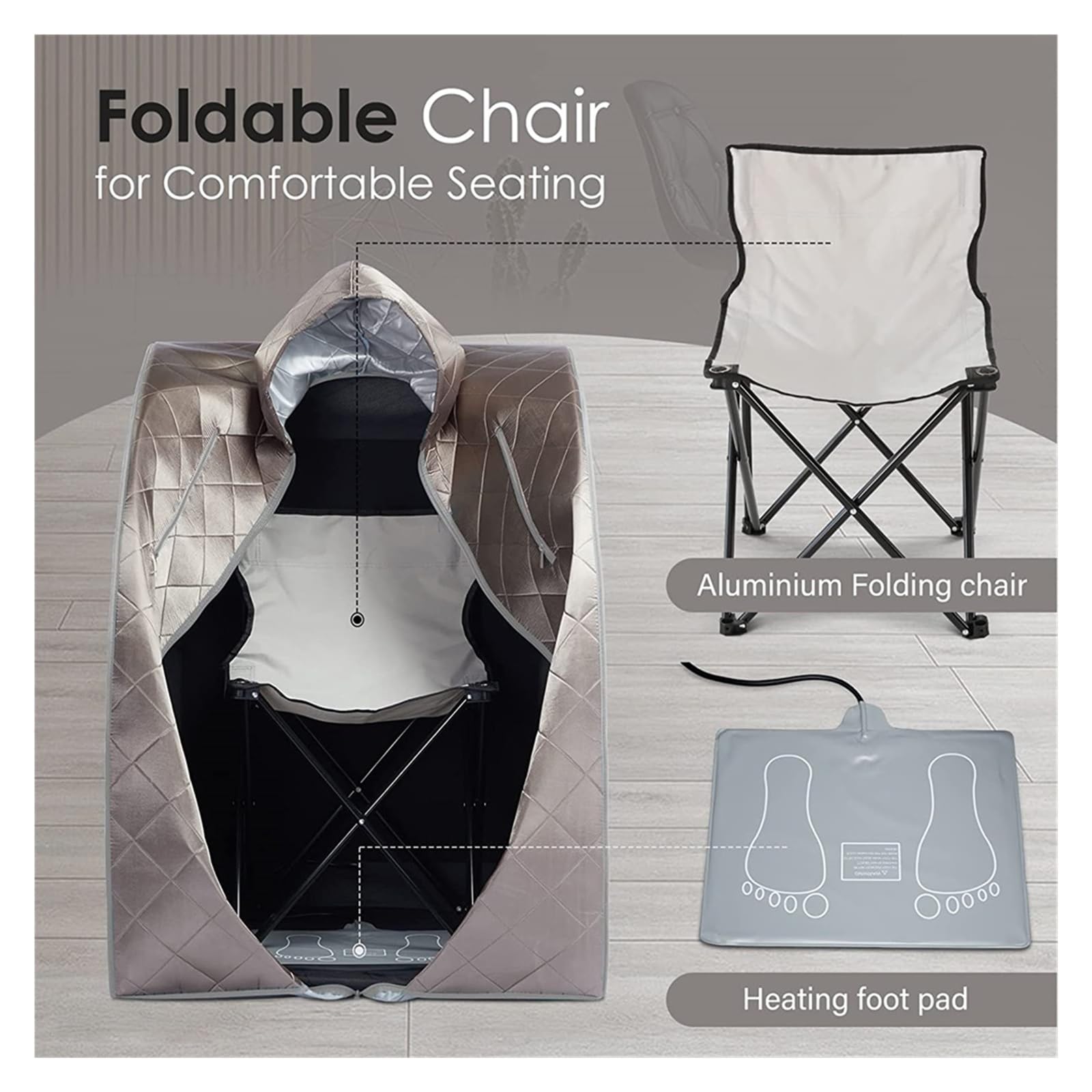 Sauna Portatile, Sauna personale a infrarossi for la casa, tenda spa for sauna portatile con cappello, poggiapiedi riscaldante for sedia aggiornato for il relax Detox Home Spa(Black Gray)