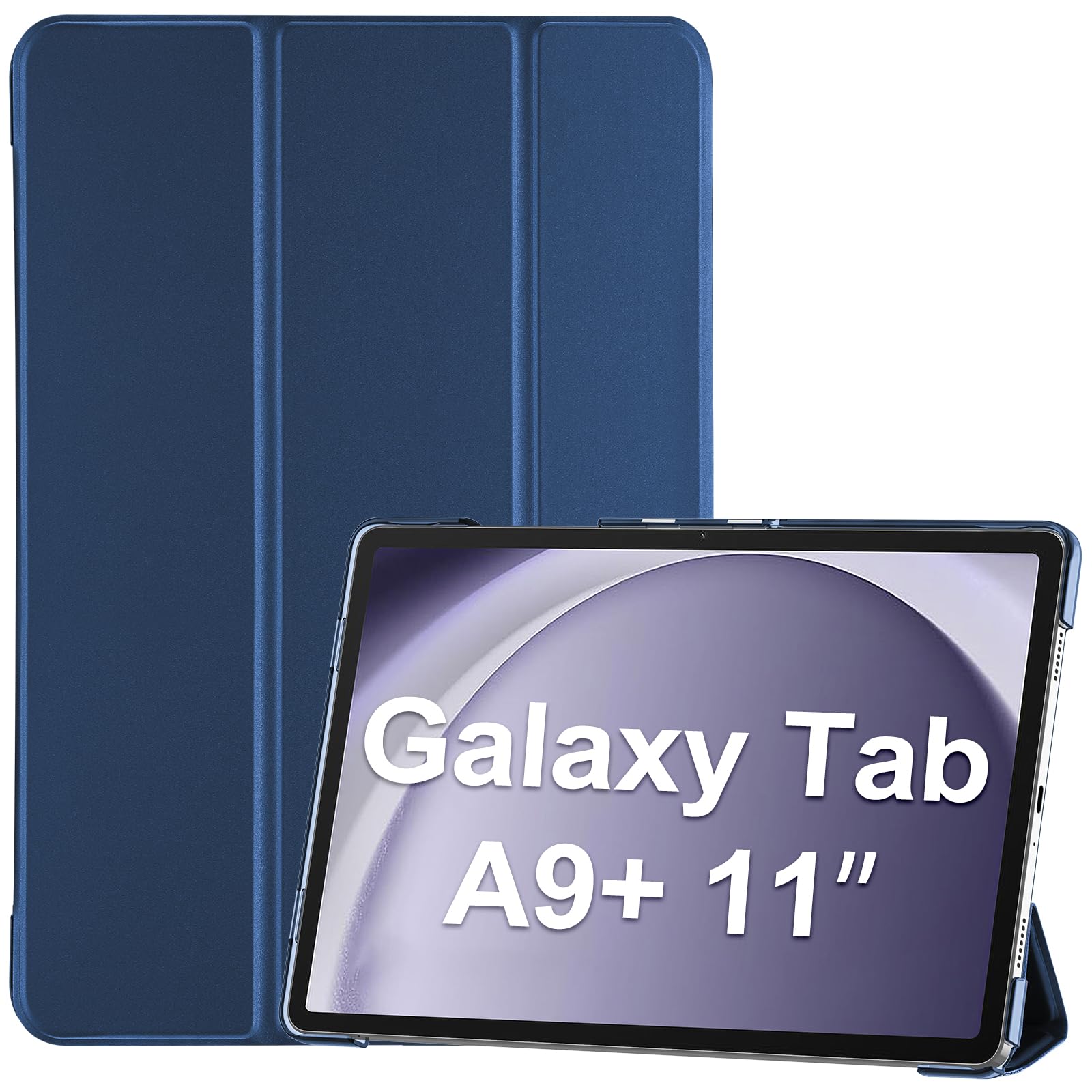 ProCase Hülle für Samsung Galaxy Tab A9+/A9 Plus 11 Zoll 2023 (SM-X210), Dreifache Schutzhülle Case für 11" Galaxy Tab A9+/A9 Plus, Leicht Smart Cover mit Translucent Frosted Rückhülle -Dunkelblau