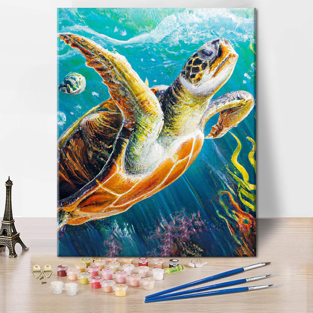 Paint by Number for Adults Sea Turtle Kids Paint by Number