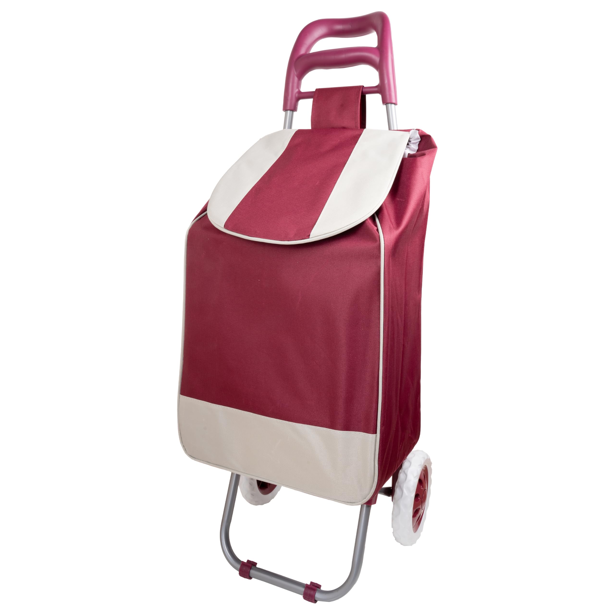 Carrello Spesa 2 Ruote – Borsa XL Impermeabile, Struttura Pieghevole in Alluminio, Leggero e Robusto – 4 Colori (Bordeaux)