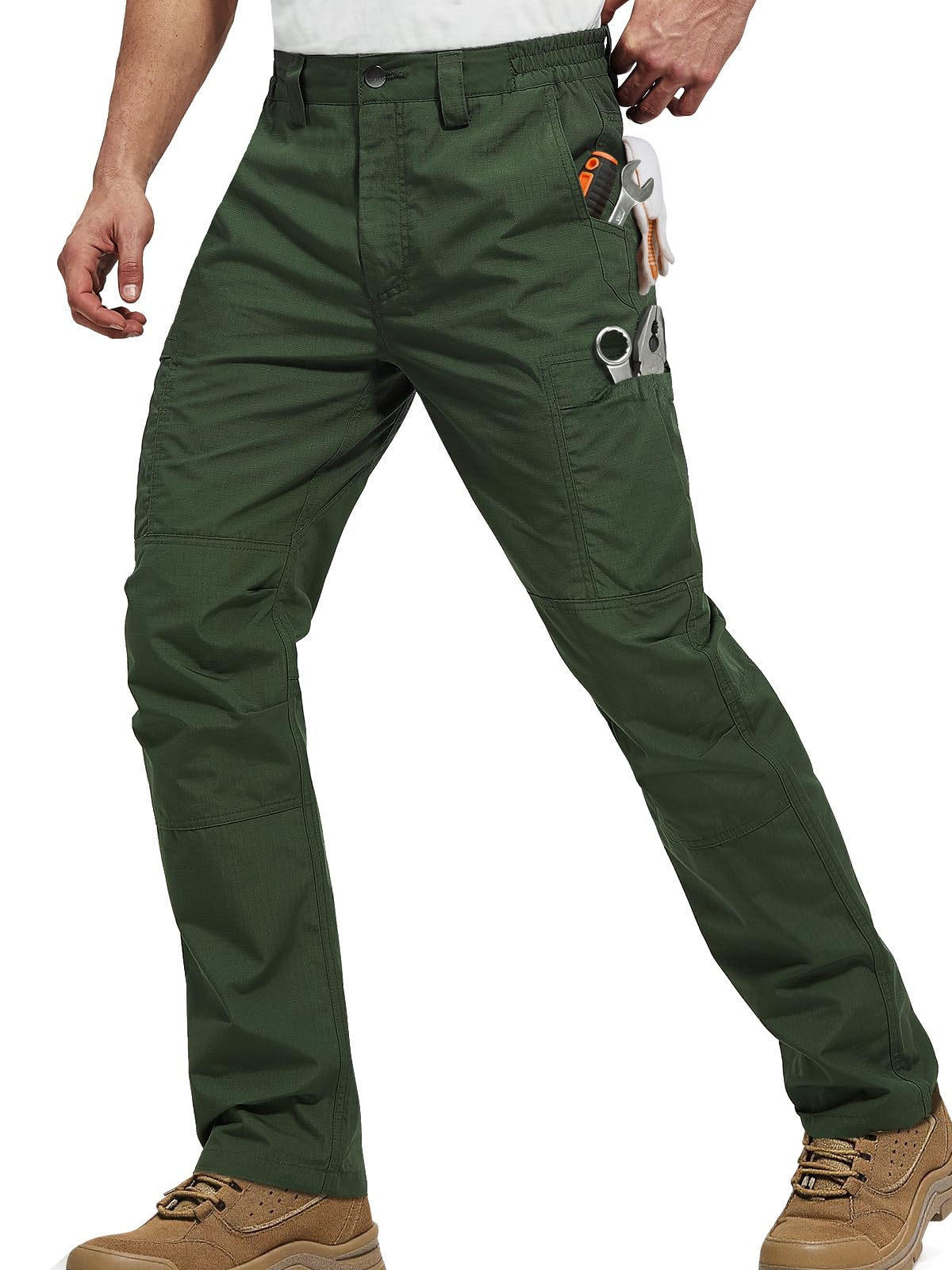 FREE SOLDIER Men's Cargo Pants Water Resistant Ripstop Tactical Pants for Men Work Pants Lightweight Outdoor Hiking Pants Men