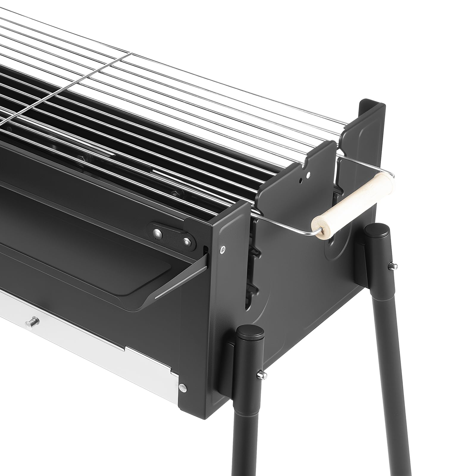 Barbecue pieghevole a carbonella, con regolazione in altezza a 3 posizioni, per giardino e esterni, a carbonella per spiedini di carne, barbecue e famiglia