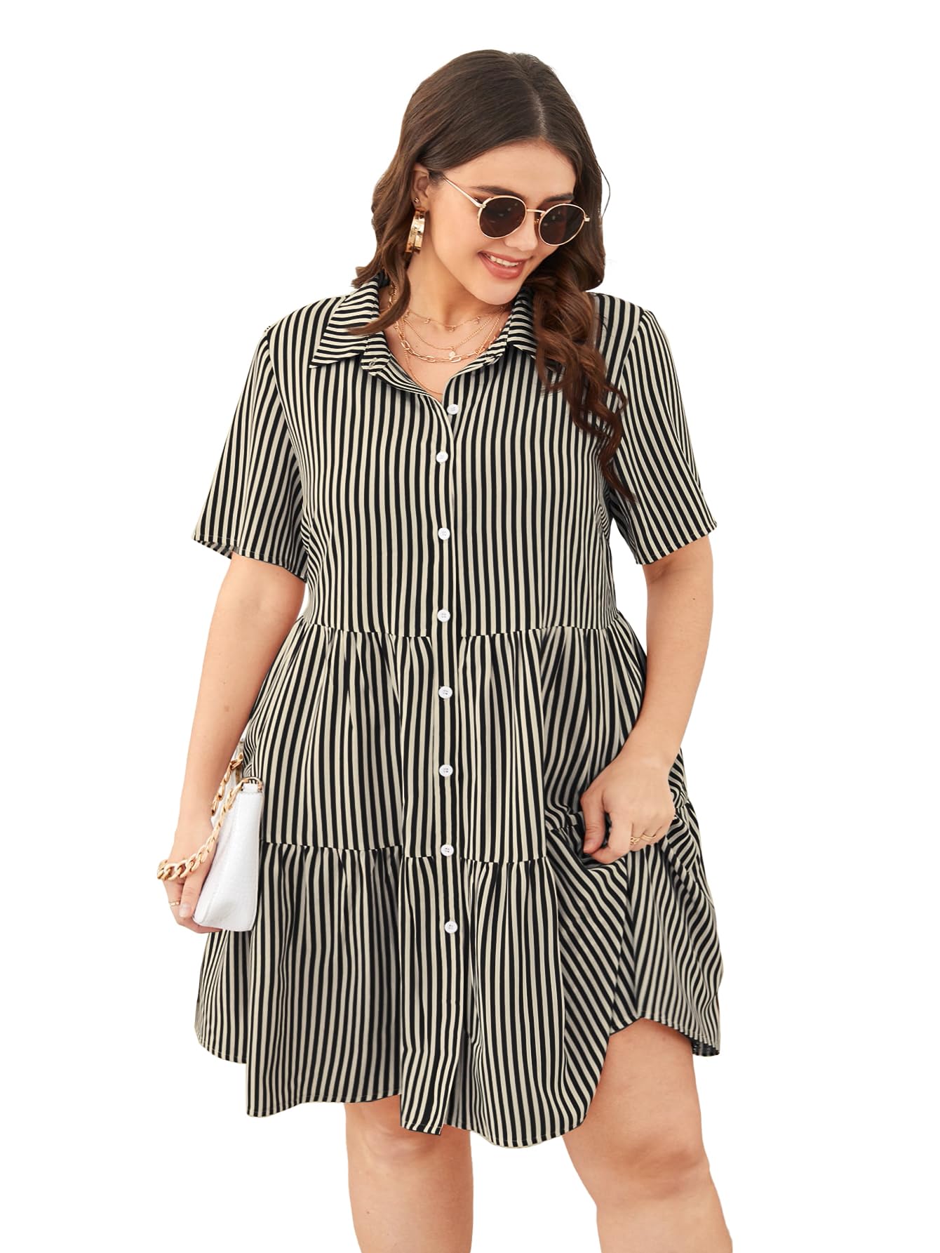 tadkee Women's Plus Size Short Sleeve Striped Dress | Maternity | Maxi Dresses for Women Western Dresses for Women-picture-15