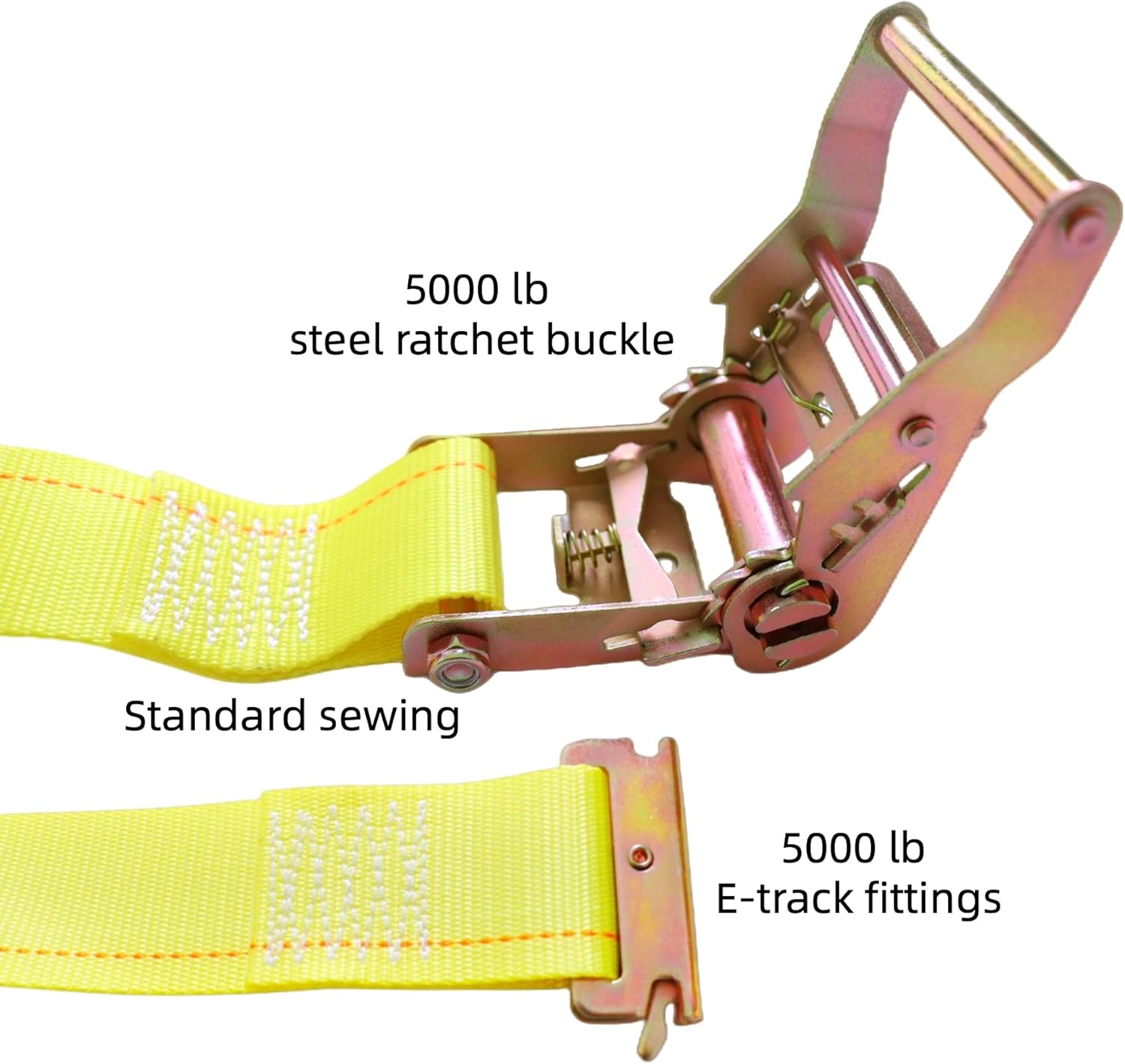 E-Track Ratchet Straps Tie Down Heavy Duty(4PK) 2" x 15' x 4400 lbs Breaking Strength Logistic Cargo Ratchet Tie Down Straps for Truck, Container, ATV, UTV, Trailer