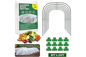 Garden Mesh Netting Kit: Protect Your Plants with 8x24 Ft Mesh, Garden Hoops & Clips