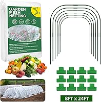 TOCCYARD Garden Netting Kit 8x24ft Ultra Fine Mesh with 6 Hoops - Insect Bird Pest Barrier for Raised Beds, Veggies, Fruits & Flowers