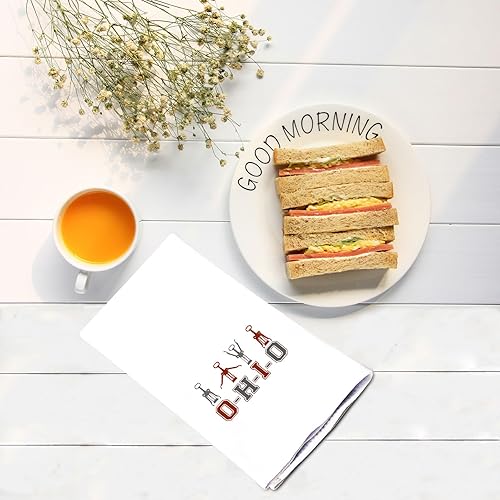 Miniatura 4 de G2TUP Toallas de cocina divertidas, toalla de cocina con saco de harina del estado de Ohio, kit de toallas de mano blancas impresas con frases