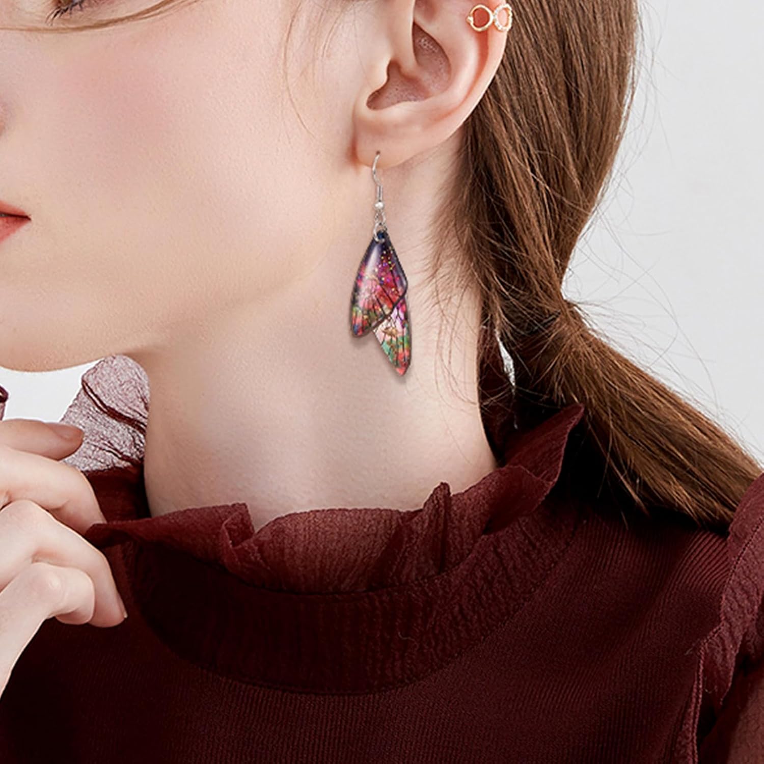 Colorful Butterfly Wing Charms Fairy Wing Pendants Cute Insect Dragonfly Wing Dangle Charms Butterfly Wing Earring Making Sets for DIY Women Girl Earring Necklace Jewelry Making