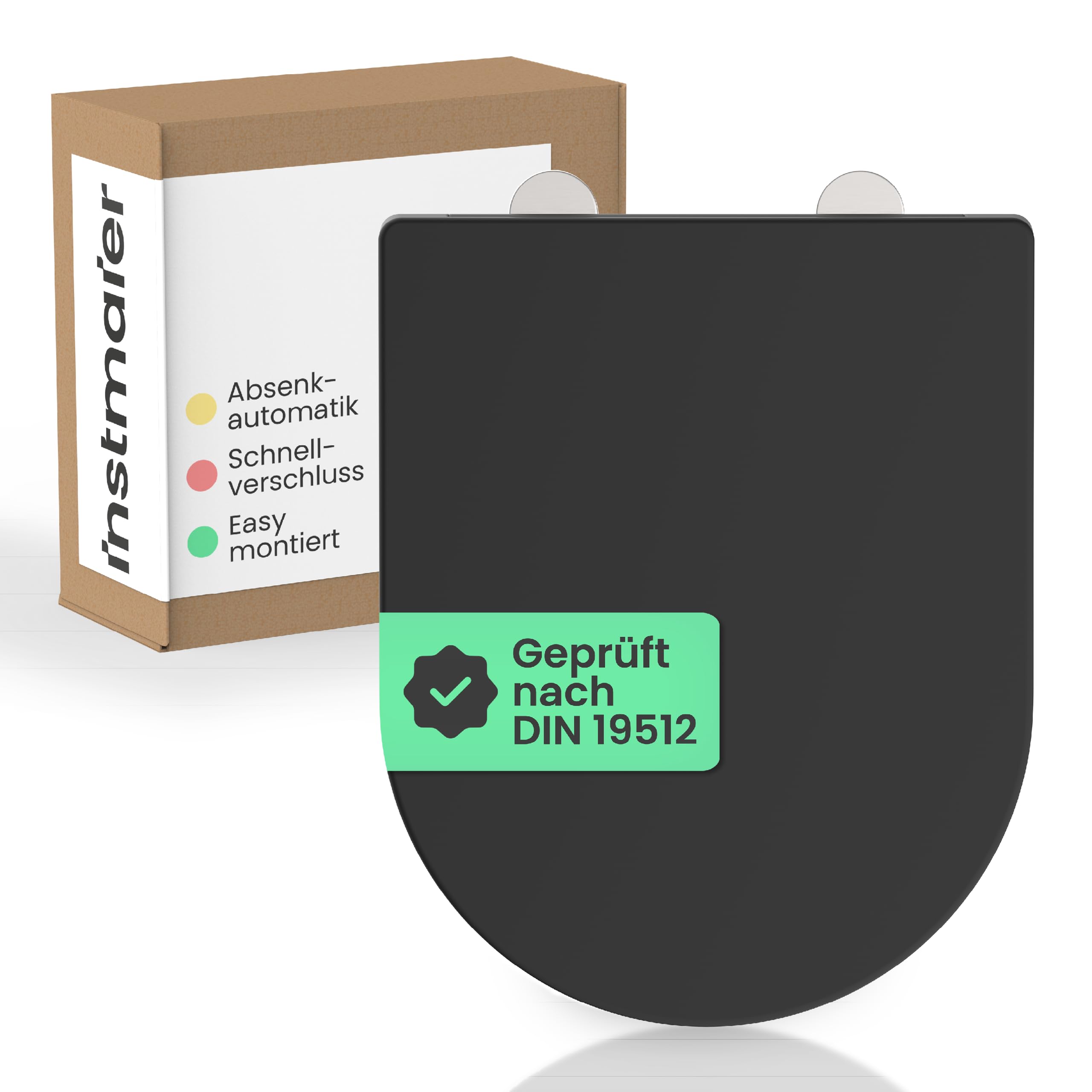 instmaier Helma | WC-Sitz | D-Form | Schwarz | mit Schnellverschluss | Toilettendeckel mit Absenkautomatik | Toilettensitz mit Schnellverschluss | Klodeckel | Klobrille | Toilettenbrille