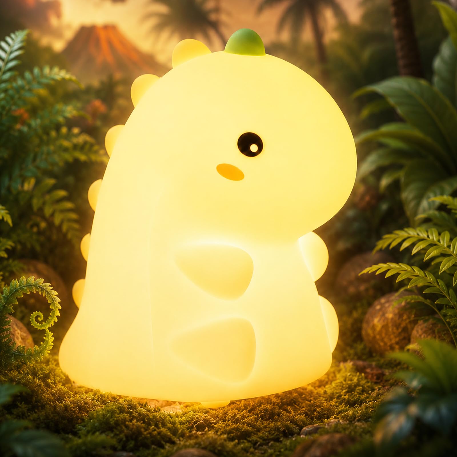 GOODEA Baby Night Light, Dinosaur Rechargeable Dimmable Kids Night Light with 30 Min Timer, Up to 7 Days, Cute Silicone Lamp for Kids Bedroom Decor Boys Gift
