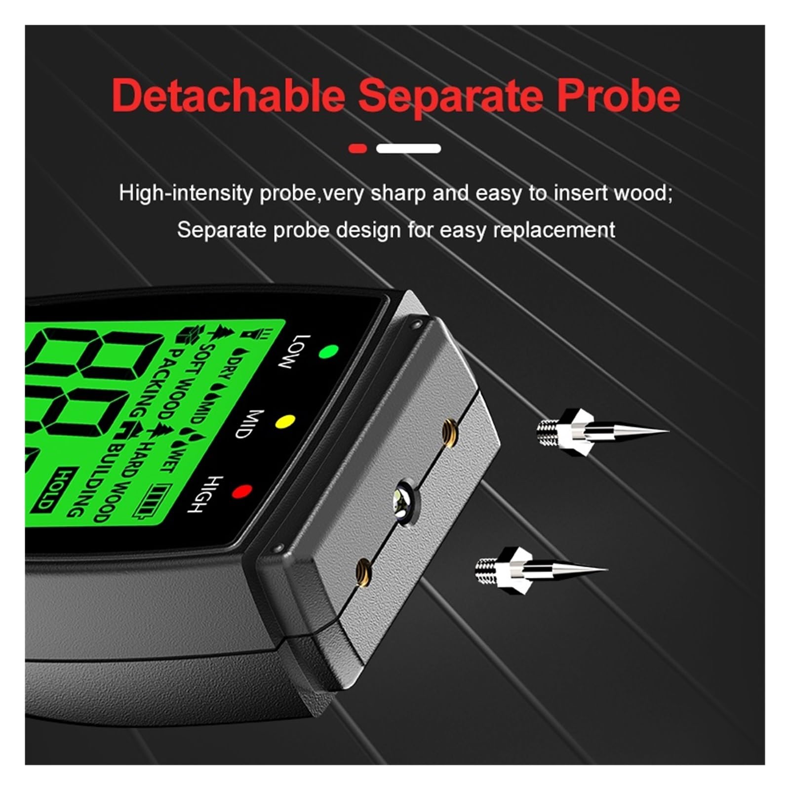 MT-19 Misuratore di umidità del Legno Tester Cartone Igrometro'albero con Schermo LCD retroilluminato a Due Pin e Torcia elettrica Piccolo Errore(MT19C)