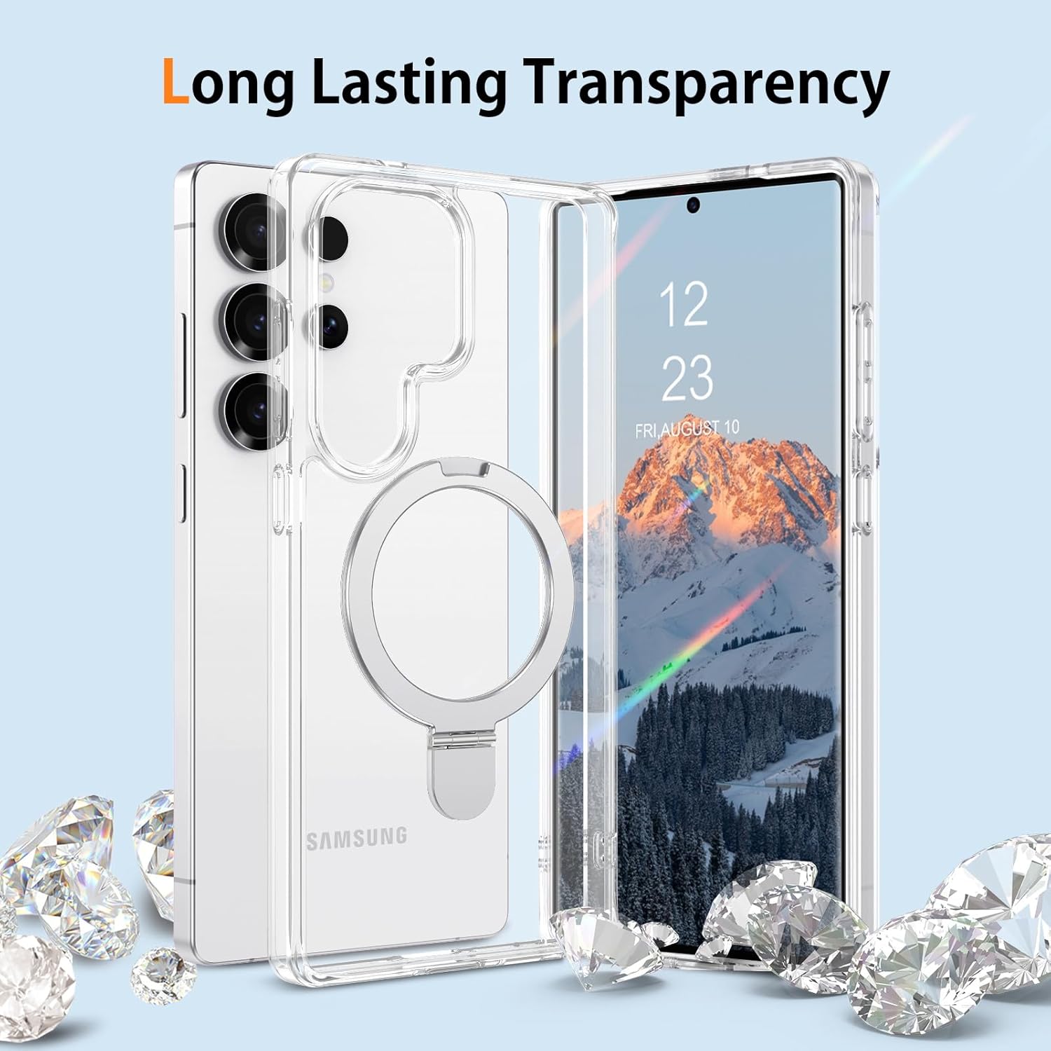 DUEDUE Magnetic Case Compatible with Samsung Galaxy S25 Ultra Case,Clear S25 Ultra Phone Case MagSafe Ring Holder Stand Drop Shockproof Protective Phone Cover Cases for Samsung S25 Ultra 6.9 inch - Image 4