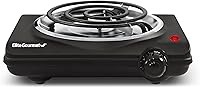 Elite Gourmet ESB100B Single Electric Hot Plate Burner - 1000W Portable Countertop Stove with Adjustable Temp Control, Black