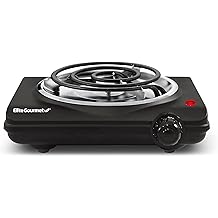Elite Gourmet ESB100B Countertop Single Coiled Burner Electric Hot Plate, Temperature Control, Indicator Light, Easy to Clean, Black