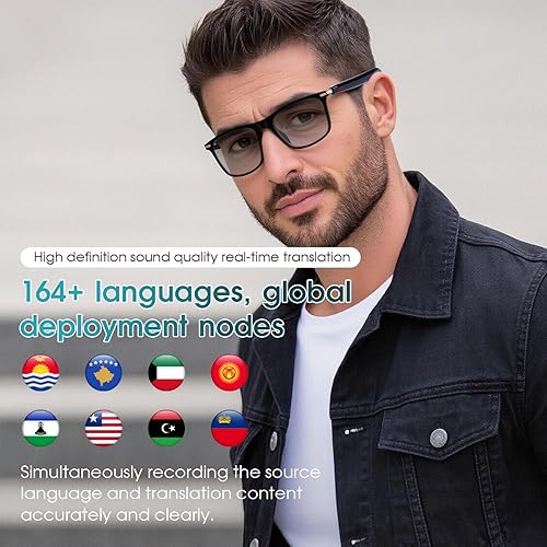 Miniatura 3 de Lentes inteligentes AI para mujeres y hombres, admiten traducción en tiempo real de más de 160 idiomas, sin suscripción, gafas AI con altavoces de