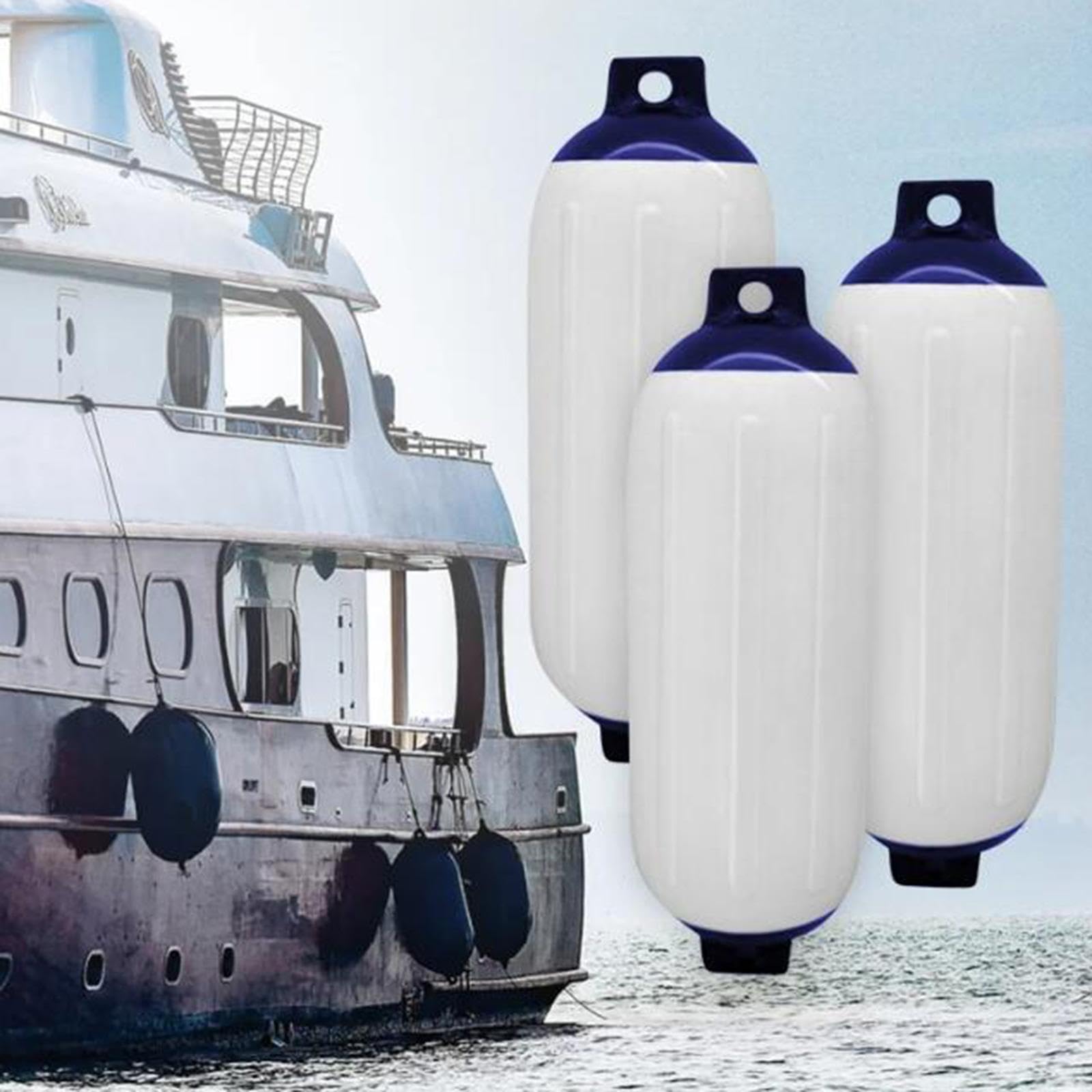 2 Piezas Defensas para Barco Inflable Accesorio Náutico con Cuerda Ojales Reforzados Material PVC Funcionalidad Antigolpes Adecuado para Pesca