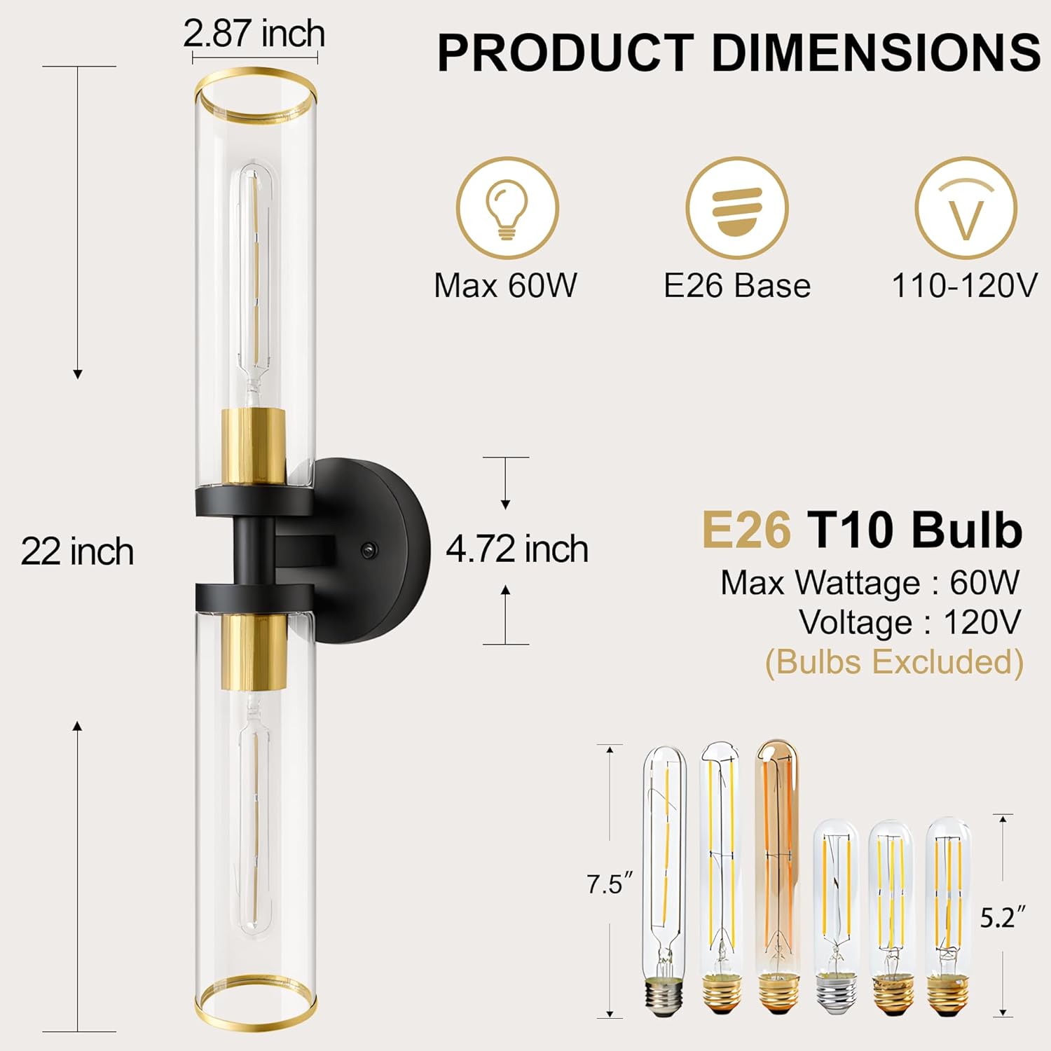 Wall Sconces Set of Two, Black and Gold Bathroom Wall Sconces with Clear Glass,Hardwired Modern Sconces Wall Decor Set of 2 Wall Light for Bathroom Mirror Bedroom Living Room Hallway Vanity