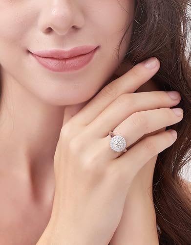 Miniatura 3 de Anillos de compromiso de moissanita para mujer, color D, VVS1, anillos de moissanita de diamantes de imitación creados en laboratorio para mujer,