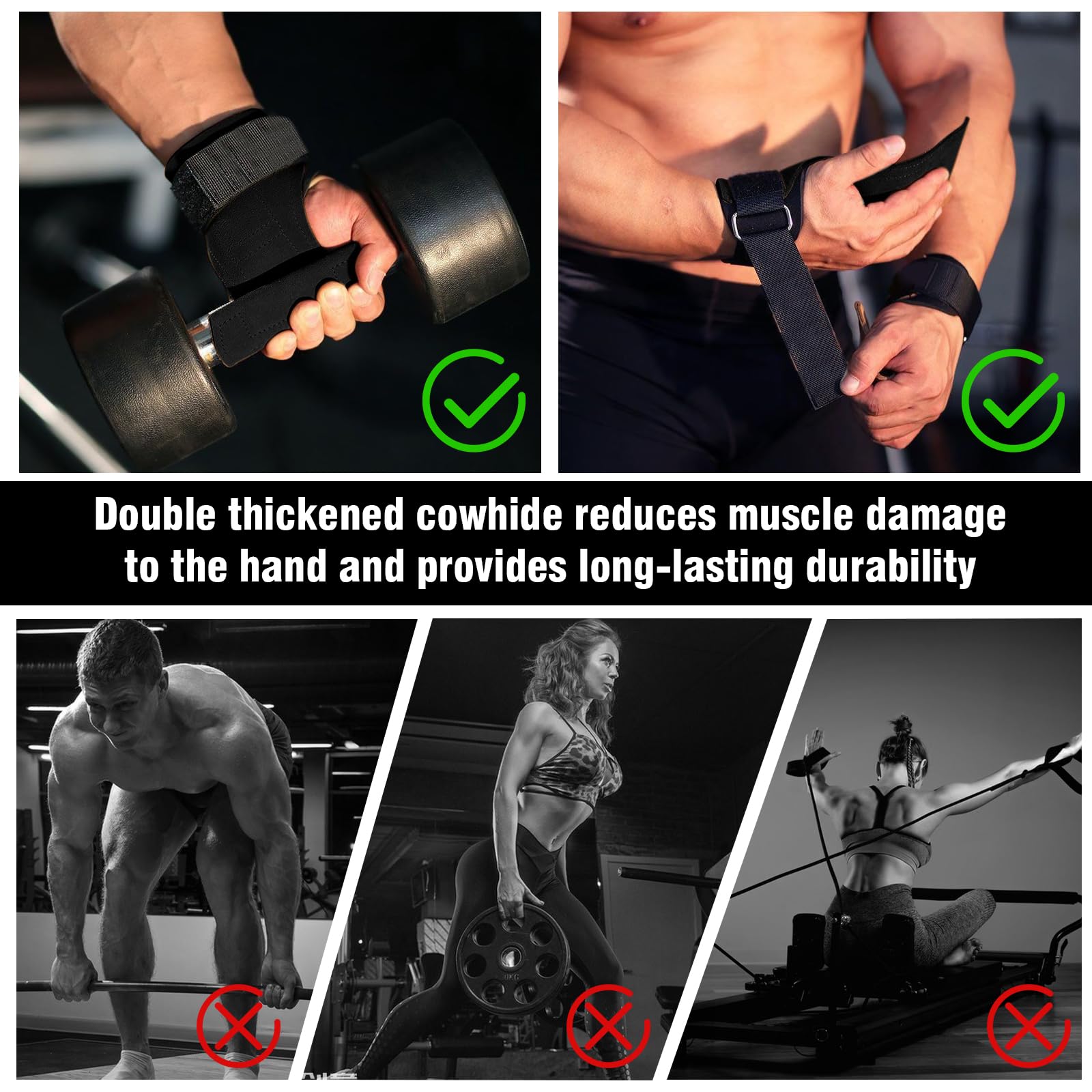 Power trening siłowy z uszczelkami antypoślizgowymi, do kulturystyki, fitness, crossfit, treningu siłowego, podnoszenia mocy, dla kobiet i mężczyzn