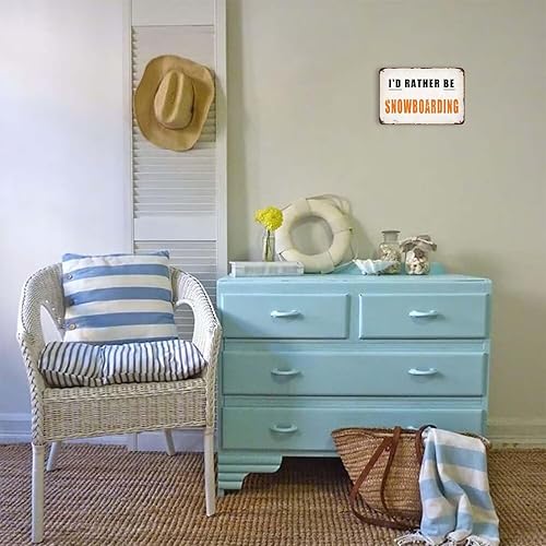 Miniatura 3 de Letrero de pintura con texto en inglés I'd Rather Be Snowboarding con aspecto retro de hierro de 8 x 12 pulgadas para decoración del hogar, cocina,