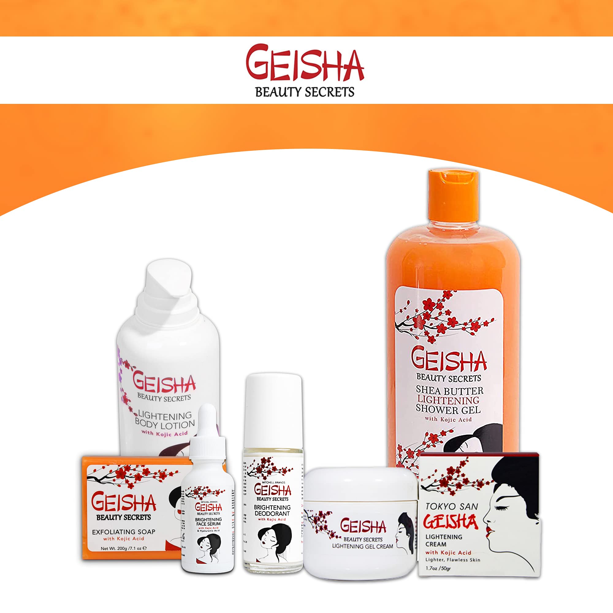 Geisha, Kojic Acid Body Wash 33 Fl oz / 1000 ml Even Out Skin Tone, Reduce Dark Spots, Skin