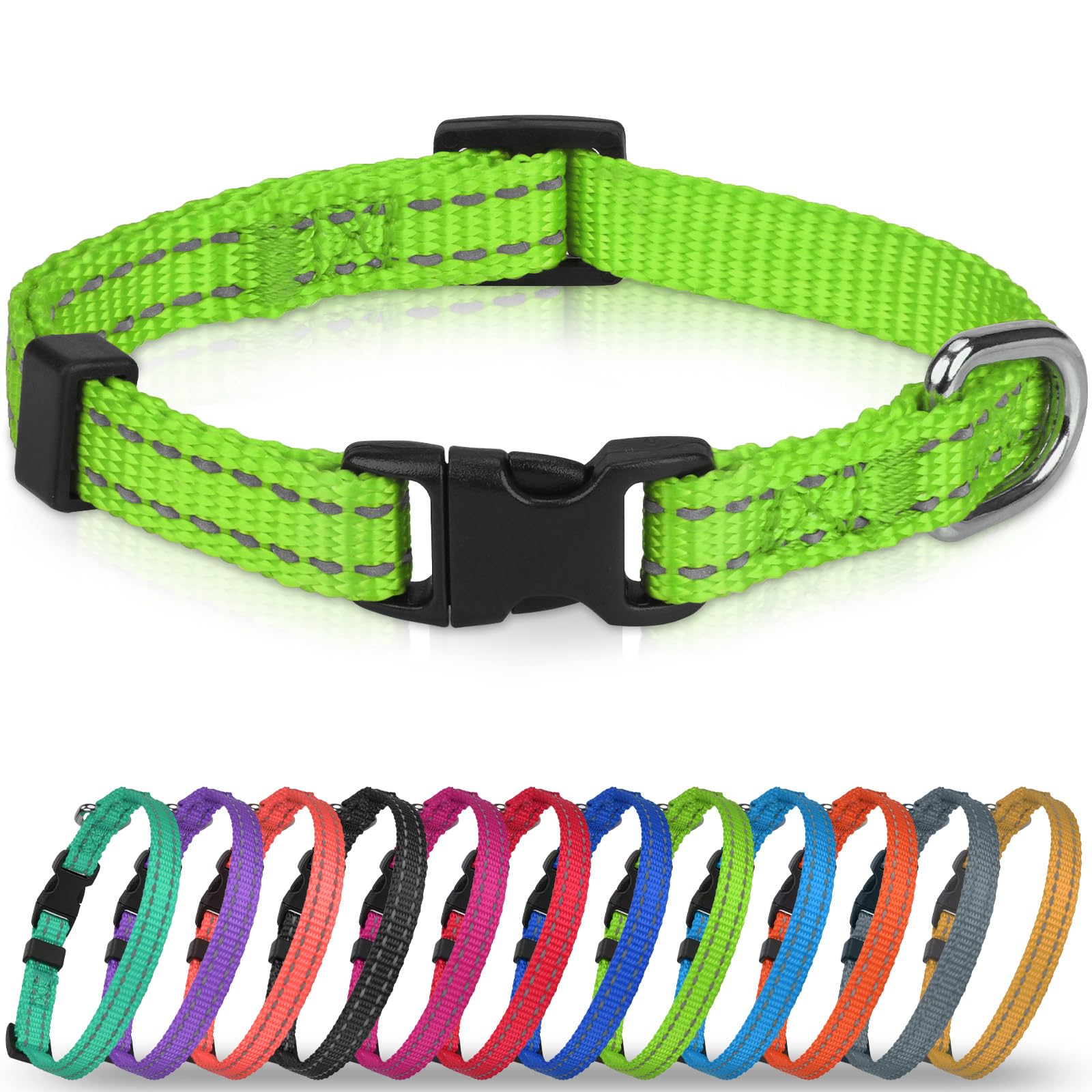 Joytale Small Dog Collar, Reflective and Adjustable Nylon Collar with Quick-Release Buckle, Lightweight No-Choke Design for Puppy and Extra Small Dogs