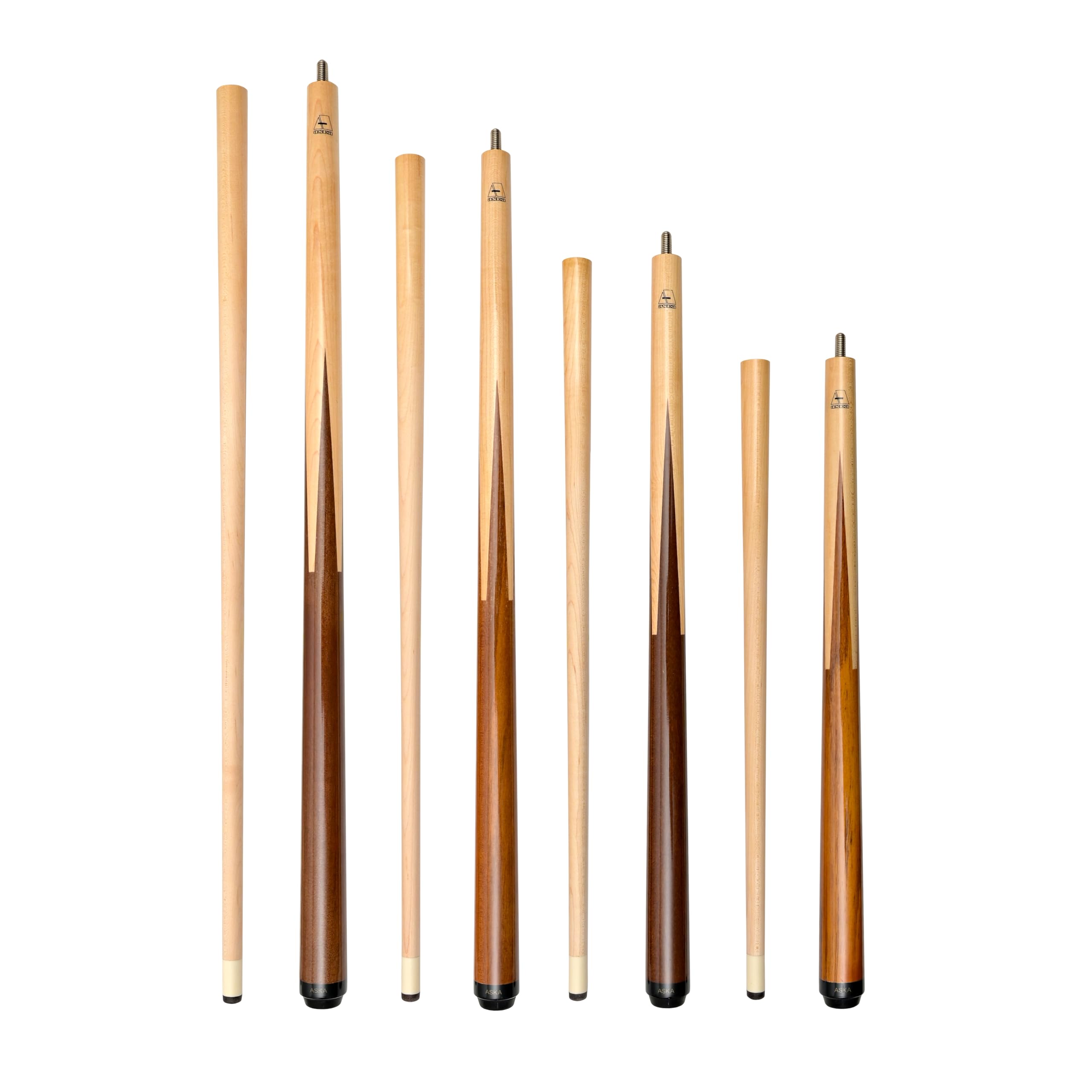 Set of Aska Mixed Length Cues LS, Canadian Hard Rock Maple Billiard Pool Cue Sticks, Short, Kids Cues