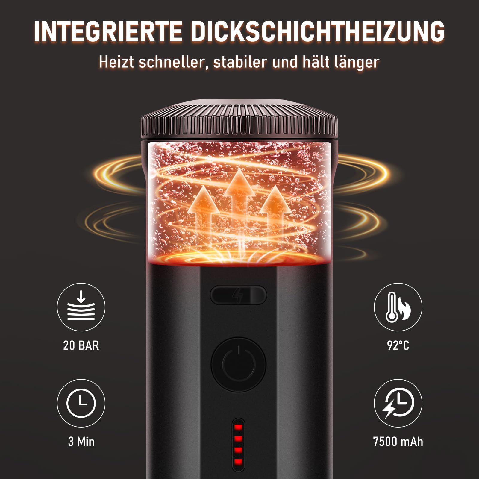 ICARE Tragbare Kaffeemaschine mit Akku, 2-in-1 für Kapseln und Gemahlenen Kaffee, Kaffeemaschine to Go mit Tragetasche und Halterung, Tragbare Espressomaschine für Camping, Auto, Reisen und Büro