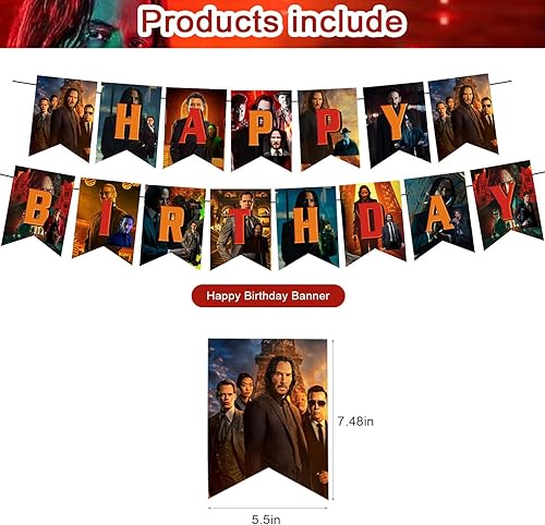 Miniatura 2 de Wick of John - Decoraciones de fiesta de cumpleaños, juego de suministros para fiestas para niños con 1 guirnalda de pancarta de feliz cumpleaños,