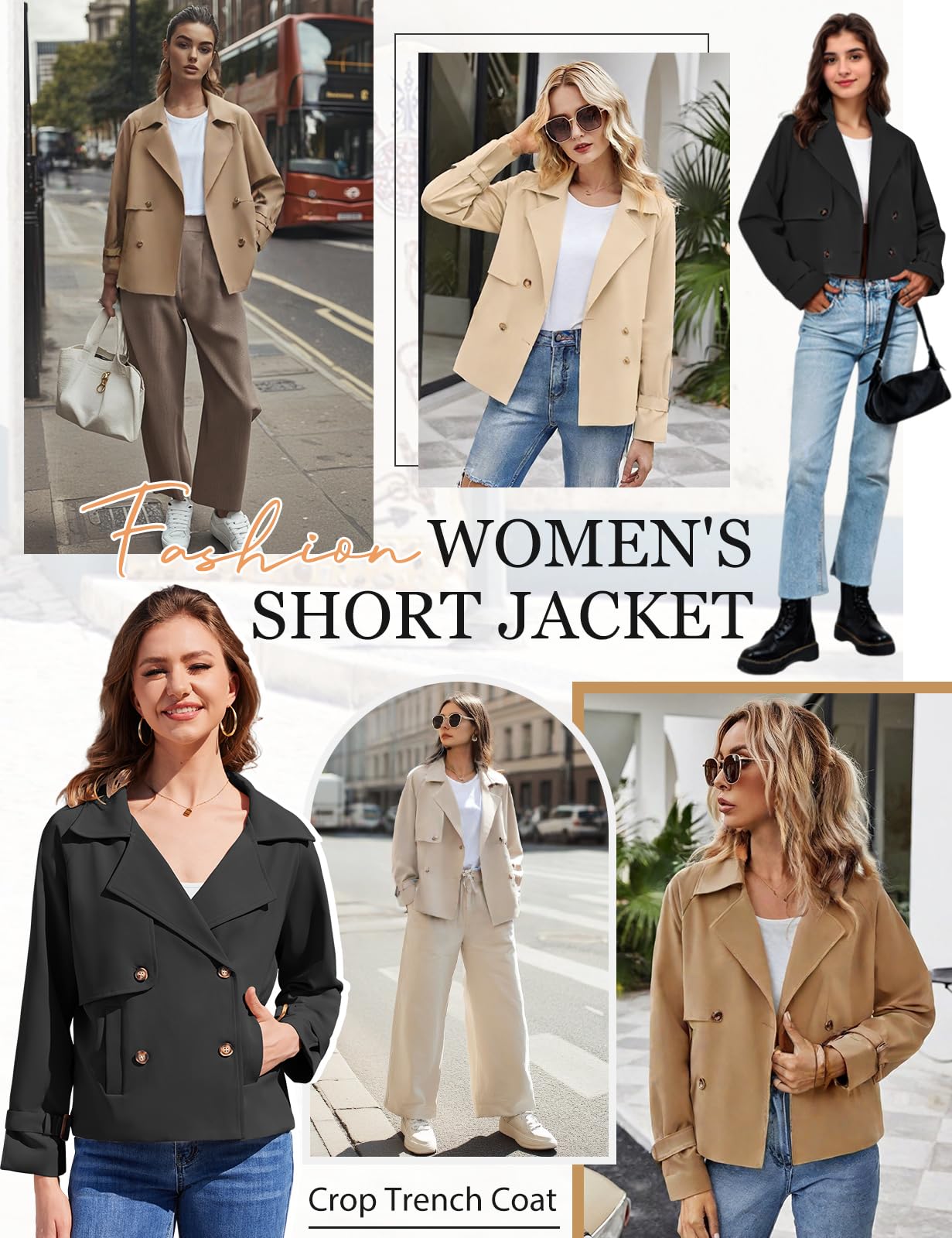 Tuopuda Trench Court Femme Trench Coats Printemps Automne Double Boutonnage Blazer Manteau Jacket Col Rabattu Classique Coupe Vent Veste OL Bureau Affaires Outerwear Léger Casual