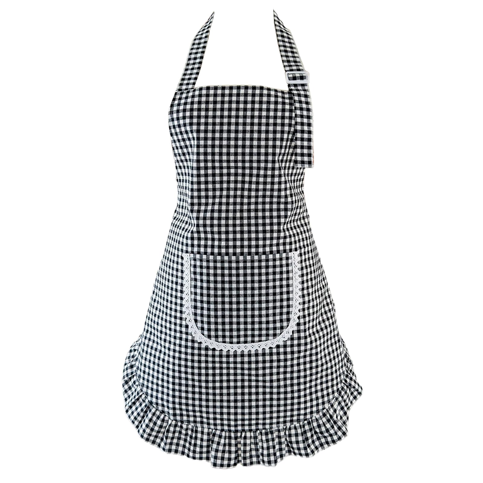 Tablier de cuisine réglable avec grande poche centrale pratique en coton noir