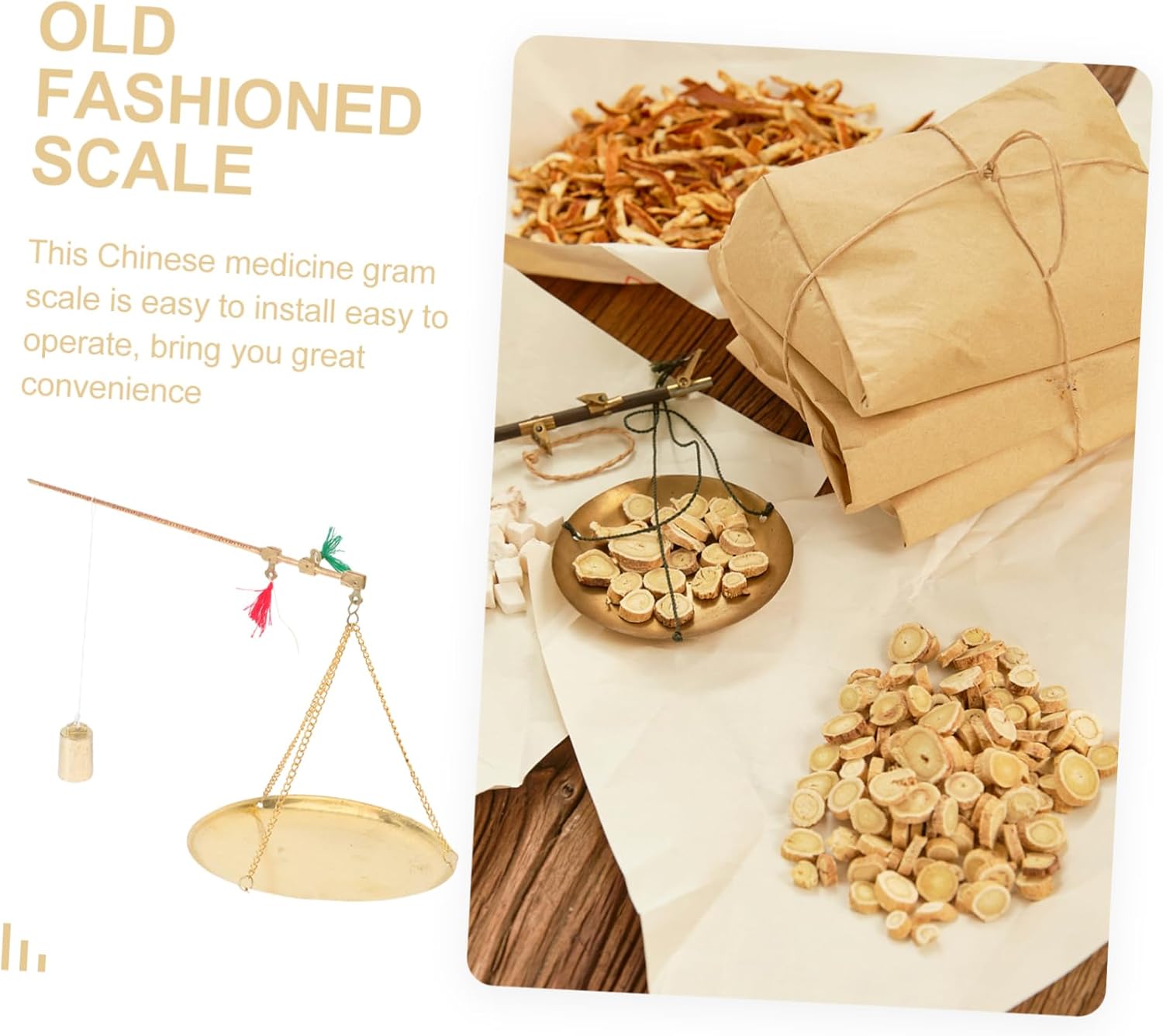 500g Mini Retro Copper Scale for Chinese Medicine Lightweight Precision Weighing Scale Capacity for Dried Fruits and Home Use Unique Vintage Design