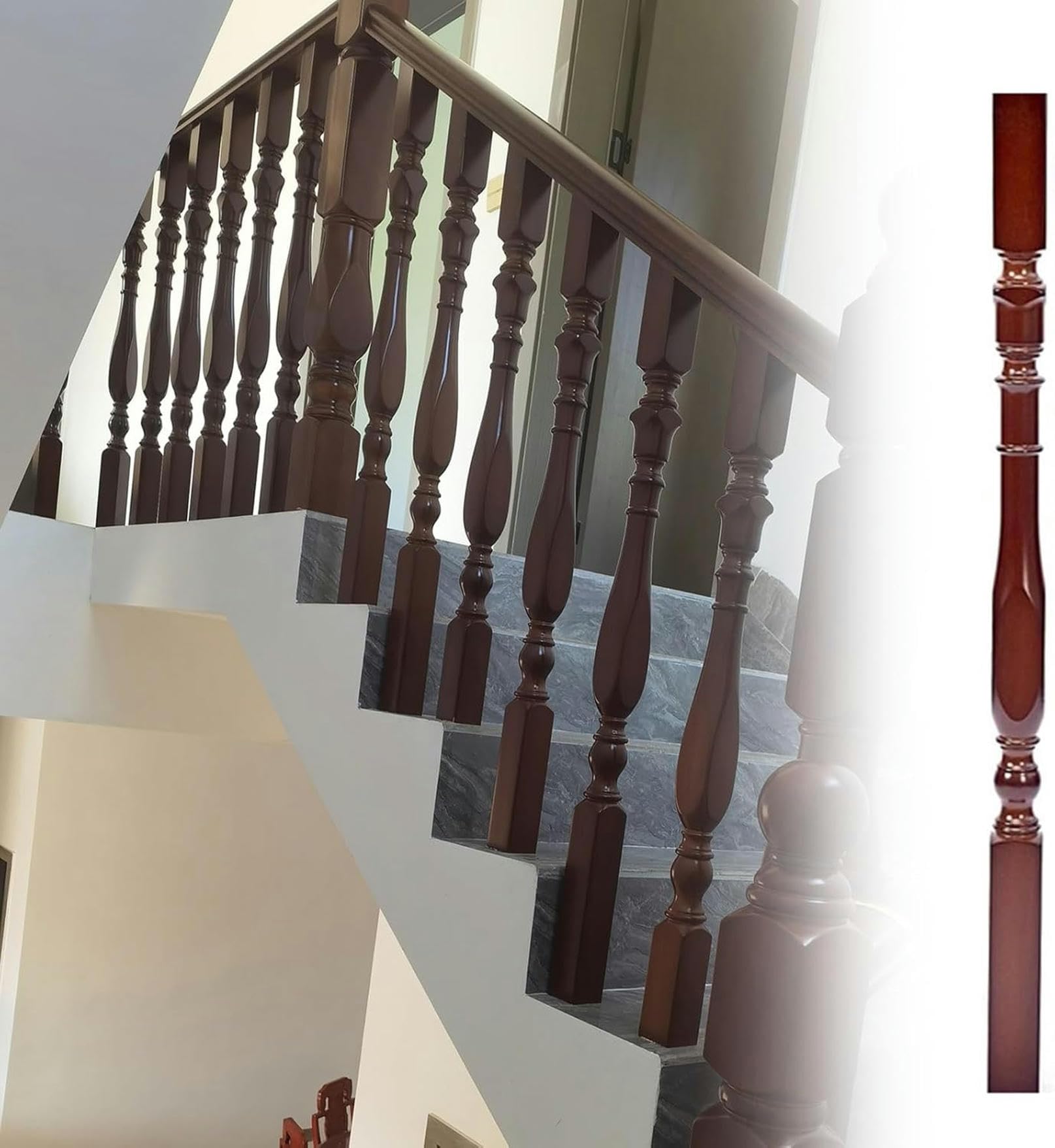 Poteau de rampe d'escalier en bois massif de 95 cm, colonne décorative de haute qualité