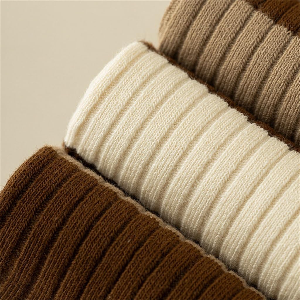 Five Pairs of Spring and Autumn Anti Pilling Mid Tube Socks with Contrasting Color Stacking
